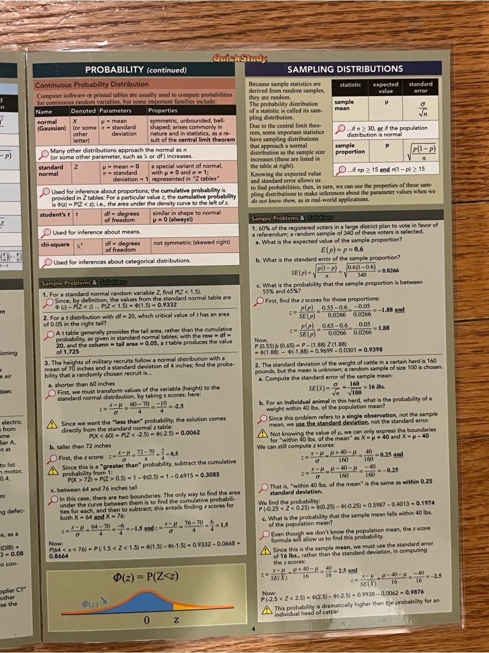 Statistics Quick Study Reference Guide - Picture 4 of 8